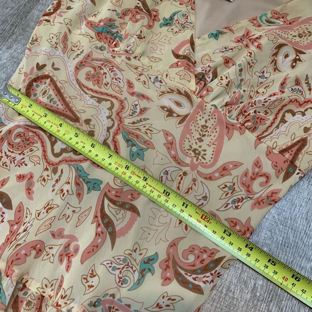 Dress Barn Cream Midi Dress with Coral & Teal Paisley Print - Picture 7 of 8